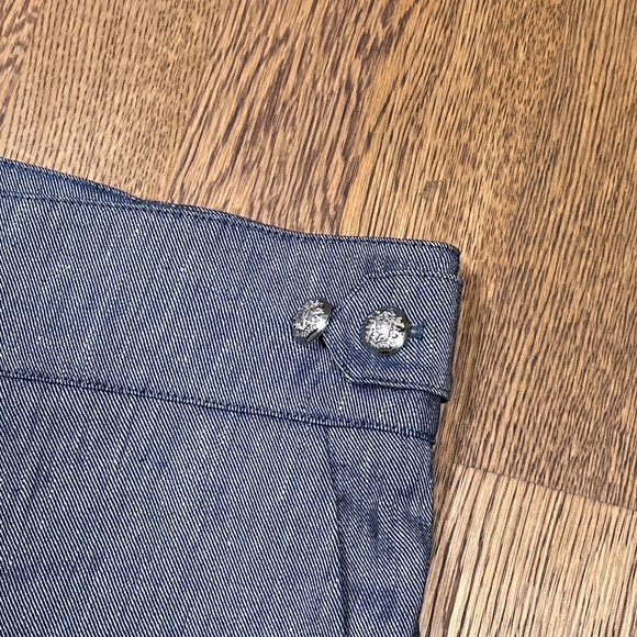 Veronica Beard Aubrie Linen Blend Blue Melange Wide Leg Cropped Pants Womens 4 - Picture 4 of 11